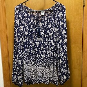 Floral Navy Blue Women's Top